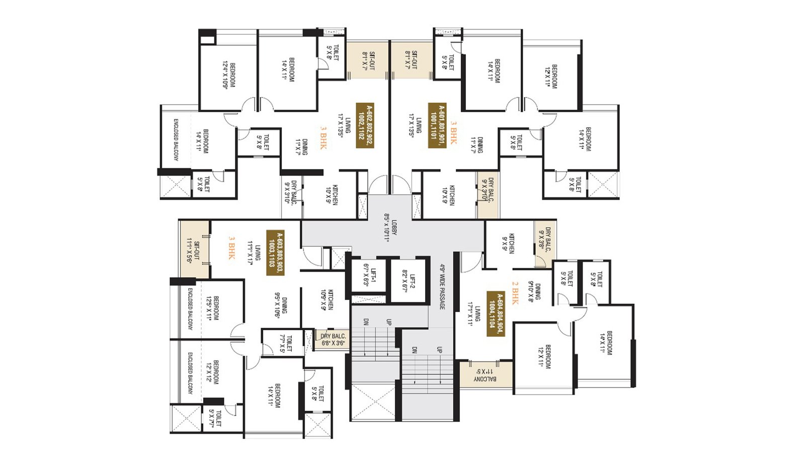 2 and 3 BHK floor plan Power Residences Koregaon Park apartment layout Pune